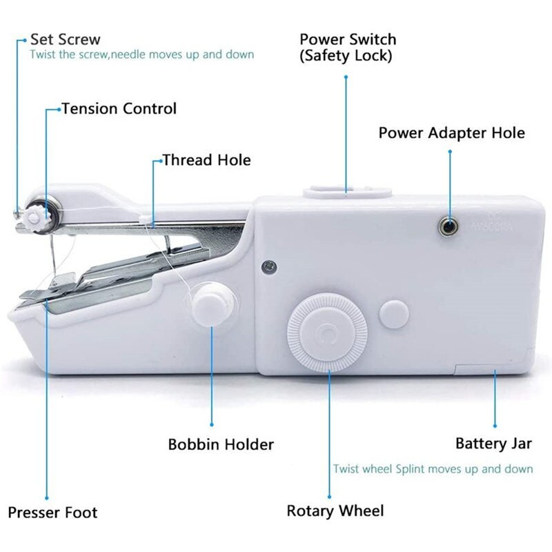 Μίνι φορητή ραπτομηχανή χειρός Ράψτε κεντήματα ασύρματα ρούχα υφάσματα Μίνι ηλεκτρική ραπτομηχανή