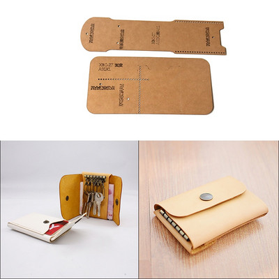 1Set DIY Wallet Card Holder Pattern Hard Kraft Paper Handmade Key Case Leather Template Stencil Sewing Craft 4x24cm