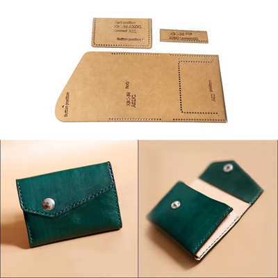 1Set Handmade DIY Kraft Paper Sewing Template Short Wallet Leather Craft Pattern Stencil Pattern 12*8cm