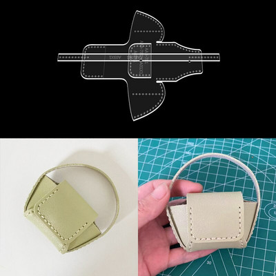 1 set DIY ručno rađenih kožnih rukotvorina, torbica za pohranu torbice, predložak Šablona Akrilni uzorak za šivanje 8,5x6 cm