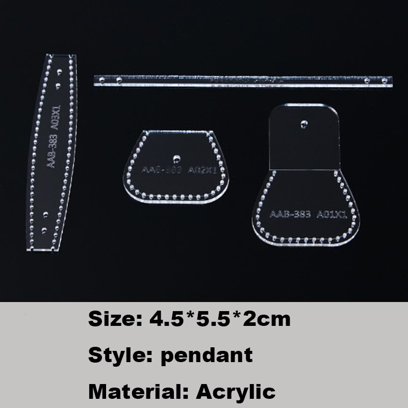 1Siuvimo raštų rinkinys Akrilo šablonas Mini krepšys pakabukas monetų maišelis Stilius „pasidaryk pats“ odinis šablonas, odinis amatų siuvimo raštas