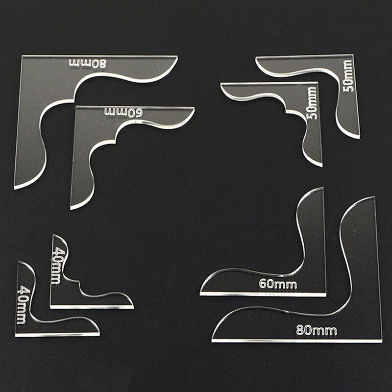 8 vnt / rinkinys akrilo odinė rankdarbių piniginės kampo pjovimo dekoravimo rašto trafareto šablonas