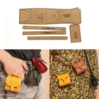 1Set Crossbody Bag DIY Stencil Kraft Paper Sewing Template Mini Fanny Pack Leather Pattern Stencil Pattern 6x6cm