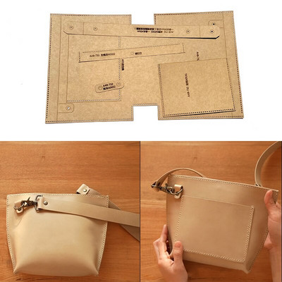 1Set Sewing Pattern DIY Women`s Crossbody Bag Free Cut Kraft Paper Leather Sewing Craf Template Sewing Accessories 20x17CM
