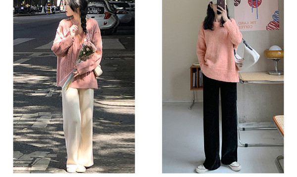 Pantaloni largi de damă cu talie înaltă