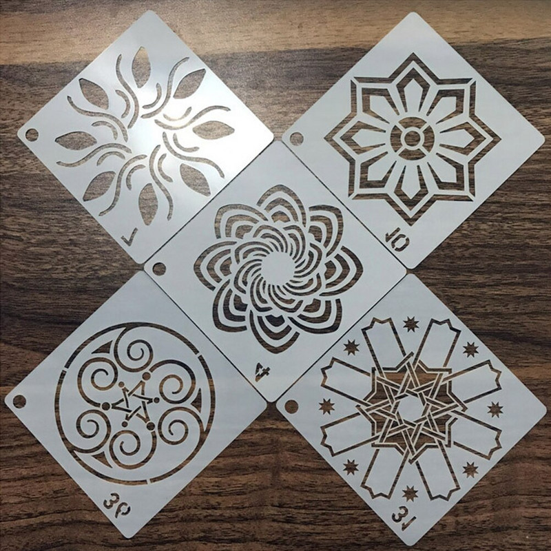 Trafaretai Mandalų tapybai Šablonai Šablonai Trafaretų rinkinys Piešimas Sienoje Taškas Iškirpti Žurnalas Baldai Airbrush Holiday Hollow