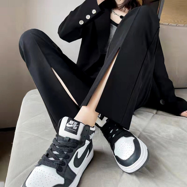 Ženske ležerne hlače s prorezom visokog struka