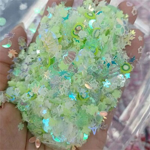 Φωτεινό Νύχι Neon Glitter Sequin Mixed Star Heart Flower Gillter Sequin Fluorescent Flake Glow In The Nail Art Manicure Decor