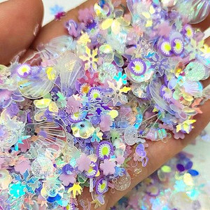 Φωτεινό Νύχι Neon Glitter Sequin Mixed Star Heart Flower Gillter Sequin Fluorescent Flake Glow In The Nail Art Manicure Decor