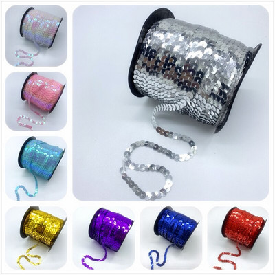 5Yards/Lot 6mm Colorful Sequins Shiny Faceted Loose Sequins Paillettes Sewing Wedding Crafts DIY Scrapbooking Pendant