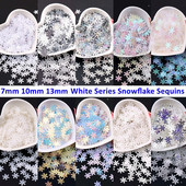 Χονδρική 7mm 10mm 13mm λευκές παγιέτες χιονονιφάδας DIY PVC Χριστουγεννιάτικες Πιλέτες λουλουδιών Ραπτική χειροτεχνία Lentejuelas Ενδύματα Αξεσουάρ