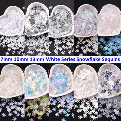 Wholesale 7mm 10mm 13mm White Snowflake Sequins DIY PVC Christmas Flower Paillettes Sewing Craft Lentejuelas Garments Accessory