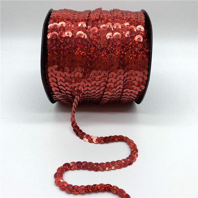 5 γιάρδες/Παρτίδα 6 χιλιοστών Πολύχρωμες χαλαρές, στρογγυλές επίπεδες παγιέτες λέιζερ χρυσές παγιέτες παγιέτες για χειροτεχνίες Αξεσουάρ υφασμάτων ραπτικής Διακοσμητικά για πούλιες