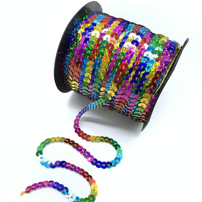 5 γιάρδες/Παρτίδα 6 χιλιοστών Πολύχρωμες χαλαρές, στρογγυλές επίπεδες παγιέτες λέιζερ χρυσές παγιέτες παγιέτες για χειροτεχνίες Αξεσουάρ υφασμάτων ραπτικής Διακοσμητικά για πούλιες