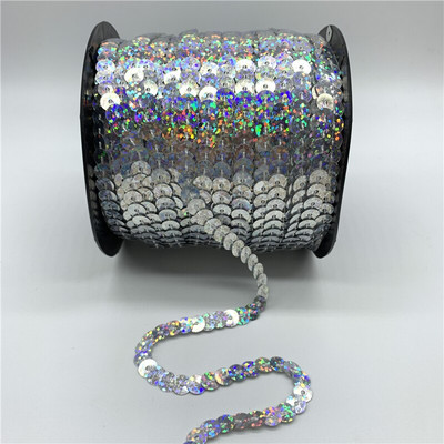 5 γιάρδες/Παρτίδα 6 χιλιοστών Πολύχρωμες χαλαρές, στρογγυλές επίπεδες παγιέτες λέιζερ χρυσές παγιέτες παγιέτες για χειροτεχνίες Αξεσουάρ υφασμάτων ραπτικής Διακοσμητικά για πούλιες