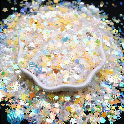 10g/50g Glitter Sequin Mix Star Heart Dot Butterfly Shape Πολύχρωμες πούλιες νυχιών για Shaker Nail Art Flakies Paillette