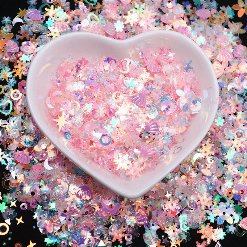 10g/50g Glitter Sequin Mix Star Heart Dot Butterfly Shape Πολύχρωμες πούλιες νυχιών για Shaker Nail Art Flakies Paillette