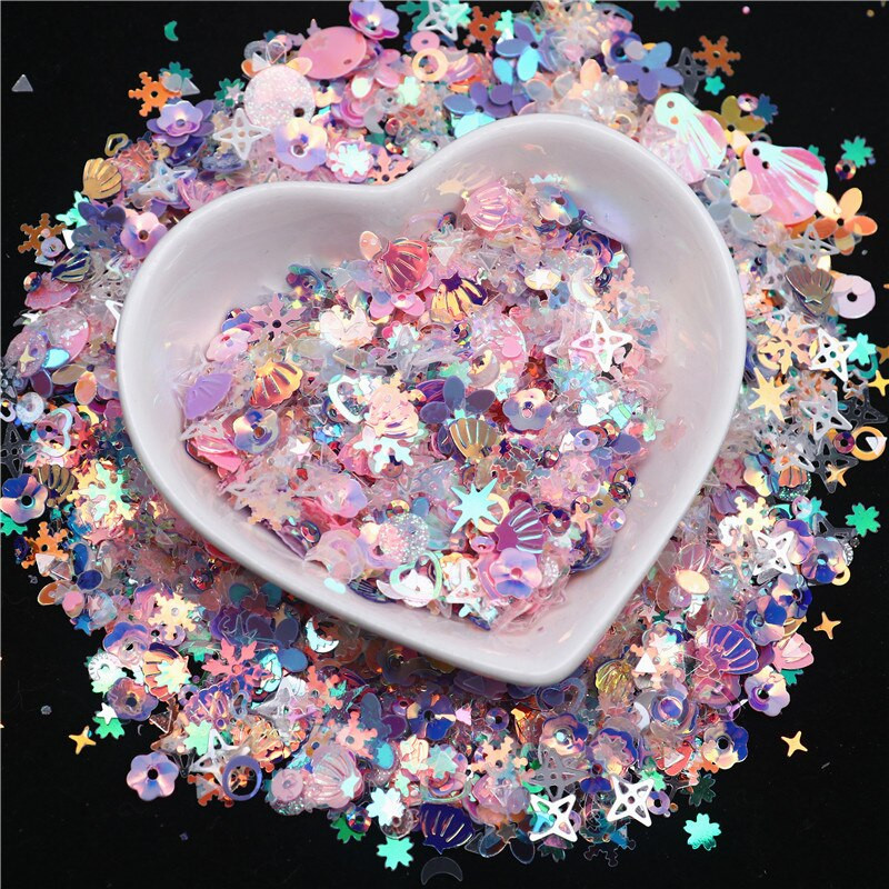 10g/50g Glitter Sequin Mix Star Heart Dot Butterfly Shape Πολύχρωμες πούλιες νυχιών για Shaker Nail Art Flakies Paillette