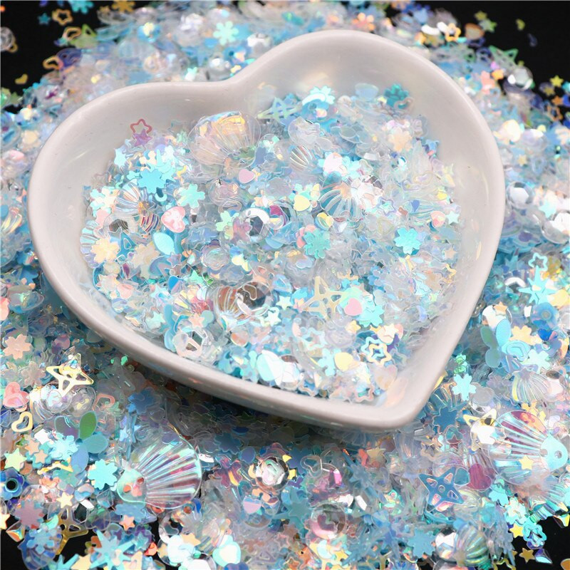 10g/50g Glitter Sequin Mix Star Heart Dot Butterfly Shape Πολύχρωμες πούλιες νυχιών για Shaker Nail Art Flakies Paillette