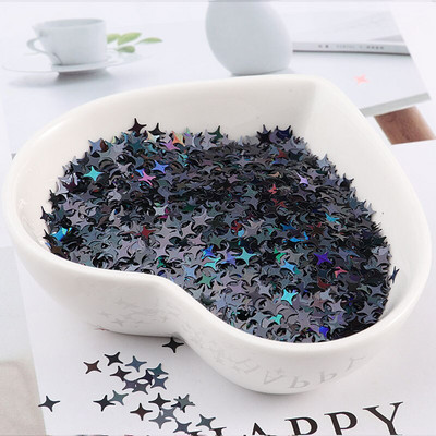 Φιλικές προς το περιβάλλον PET Ultrathin 4mm Cross Star Nail Sequin Μικτή ολογραφική λέιζερ Silver Glitter πούλιες για Craft Nail Art Decor