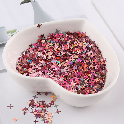 Φιλικές προς το περιβάλλον PET Ultrathin 4mm Cross Star Nail Sequin Μικτή ολογραφική λέιζερ Silver Glitter πούλιες για Craft Nail Art Decor