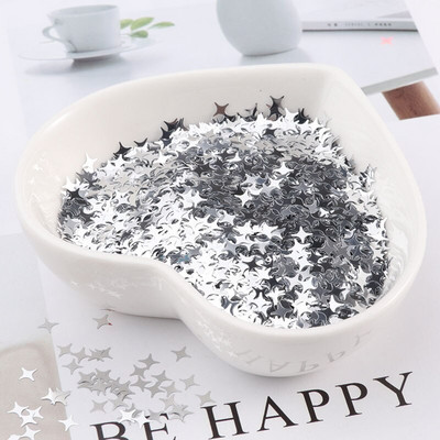 Φιλικές προς το περιβάλλον PET Ultrathin 4mm Cross Star Nail Sequin Μικτή ολογραφική λέιζερ Silver Glitter πούλιες για Craft Nail Art Decor