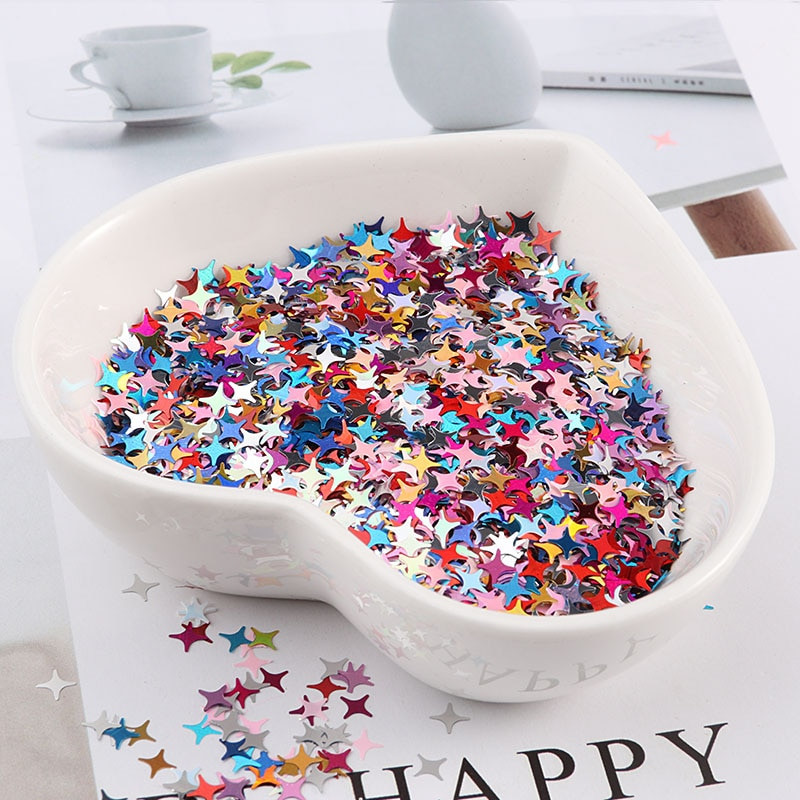 Φιλικές προς το περιβάλλον PET Ultrathin 4mm Cross Star Nail Sequin Μικτή ολογραφική λέιζερ Silver Glitter πούλιες για Craft Nail Art Decor