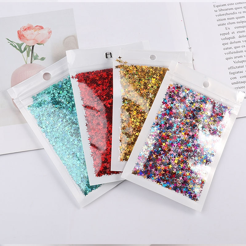 Φιλικές προς το περιβάλλον PET Ultrathin 4mm Cross Star Nail Sequin Μικτή ολογραφική λέιζερ Silver Glitter πούλιες για Craft Nail Art Decor