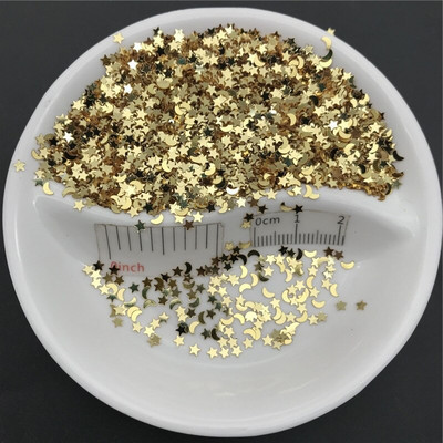 20g Gold Star n Moon PVC χαλαρές παγιέτες Glitter Paillettes για μανικιούρ νυχιών, κομφετί γάμου, αξεσουάρ στολισμού, πληρωτικό
