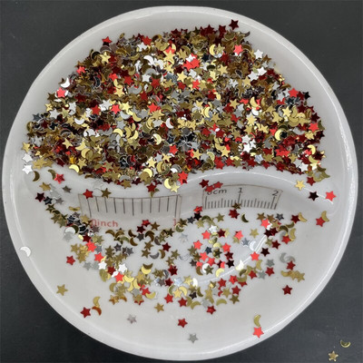 20g Gold Star n Moon PVC χαλαρές παγιέτες Glitter Paillettes για μανικιούρ νυχιών, κομφετί γάμου, αξεσουάρ στολισμού, πληρωτικό