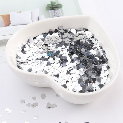 Ekološki prihvatljivi PET ultratanki šljokice u obliku srca od 3 mm, mješoviti holografski laserski srebrni svjetlucavi šljokice za obrtničko ukrašavanje noktiju