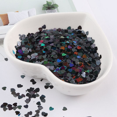 Ekološki prihvatljivi PET ultratanki šljokice u obliku srca od 3 mm, mješoviti holografski laserski srebrni svjetlucavi šljokice za obrtničko ukrašavanje noktiju