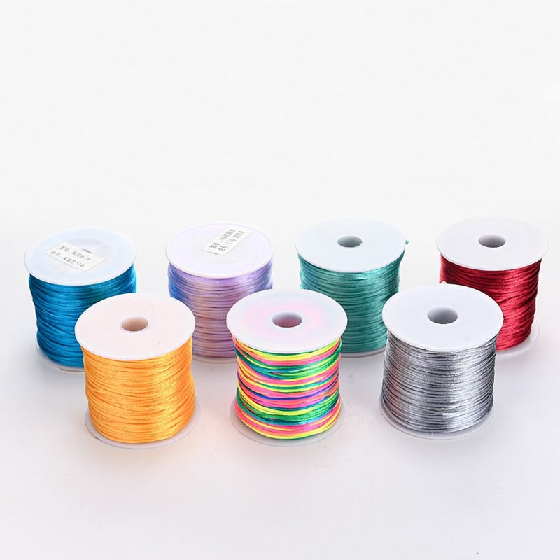 Νάιλον κορδόνι 50 μέτρων/ρολό 1,0 χιλιοστών Κινέζικο σχοινί κορδονιού με κόμπους για την κατασκευή βραχιολιών κολιέ DIY κοσμήματα χειροτεχνίας