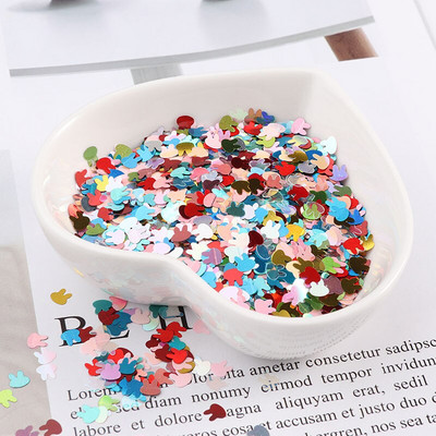 Εξαιρετικά λεπτές παγιέτες γκλίτερ σε σχήμα κουνελιού 4 χιλιοστών για χειροτεχνίες PET παγιέτες για νύχια Μανικιούρ/χριστουγεννιάτικο ντεκόρ κομφετί γάμου