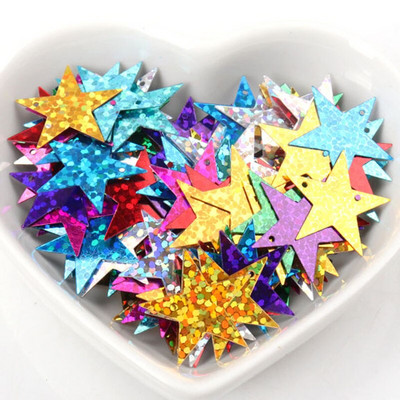 Žvaigždės gėlė 10g stereoskopinė plokštuma PVC palaidi blizgučiai Pailletės Siuvimo amatai Vaikų DIY Drabužių dekoravimo aksesuarai 3-30mm