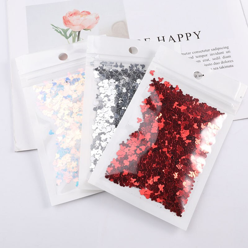 1000 buc/lot 5 mm drăguț și drăguț în formă de cap de șoarece din PVC paiete libere paiete pentru decorarea albumelor de însemnări pentru unghii, accesorii de bricolaj confetti