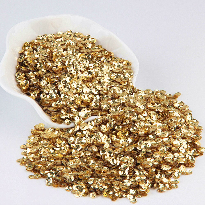 Χρυσές παγιέτες 3mm-30mm Επίπεδες στρογγυλές πούλιες PVC χαλαρές για χειροτεχνίες Παγιέ Ραπτική Διακόσμηση DIY Αξεσουάρ Lentejuelas Para Coser