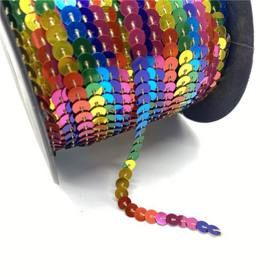 5 γιάρδες/Παρτίδα 6 χιλιοστών Πολύχρωμες χαλαρές, στρογγυλές επίπεδες παγιέτες λέιζερ χρυσές παγιέτες παγιέτες για χειροτεχνίες Αξεσουάρ υφασμάτων ραπτικής Παγκιέ τελειώματα