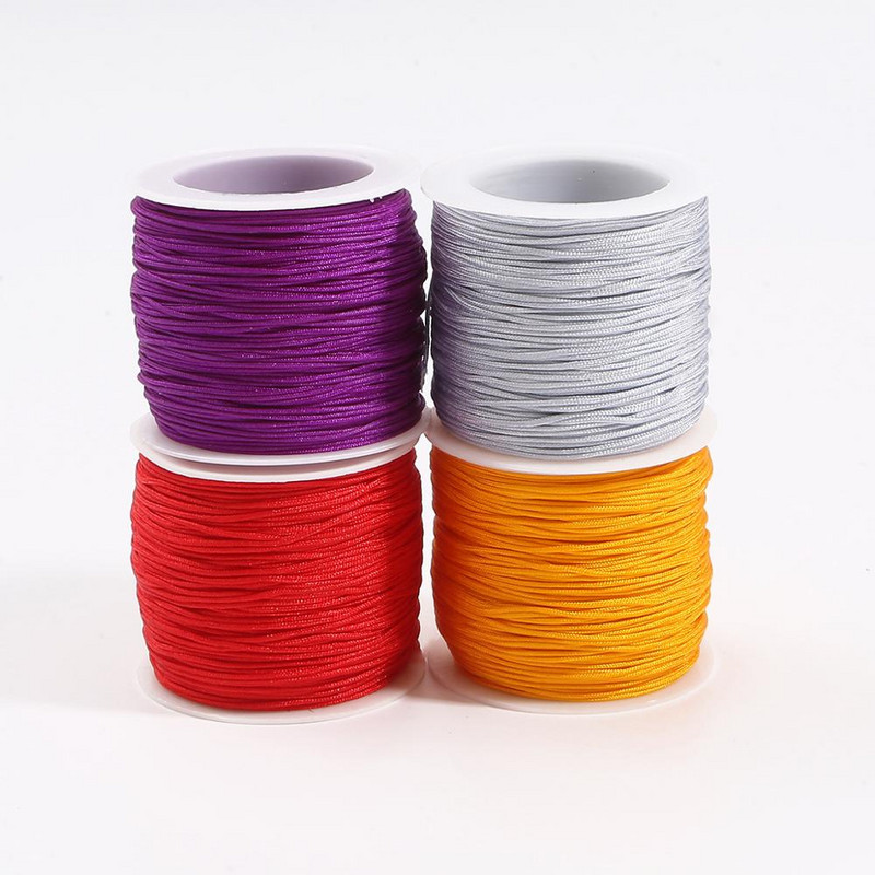 50 metrų/stalėje 0,8 mm nailono laido sriegis Kiniškas mazgas Makramo laido apyrankė Pinta styga „pasidaryk pats“ kutai karoliukų vėrimo siūlai