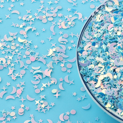 10g/παρτίδα Mix Golden Moon Star Nail Sequins For Craft Glittering Loose Sequin Paillettes DIY Manicure Nail Art Decoration Confetti
