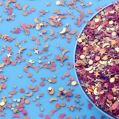 10g/παρτίδα Mix Golden Moon Star Nail Sequins For Craft Glittering Loose Sequin Paillettes DIY Manicure Nail Art Decoration Confetti