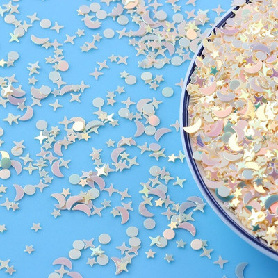 10g/παρτίδα Mix Golden Moon Star Nail Sequins For Craft Glittering Loose Sequin Paillettes DIY Manicure Nail Art Decoration Confetti