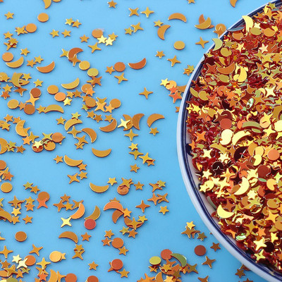 10g/παρτίδα Mix Golden Moon Star Nail Sequins For Craft Glittering Loose Sequin Paillettes DIY Manicure Nail Art Decoration Confetti