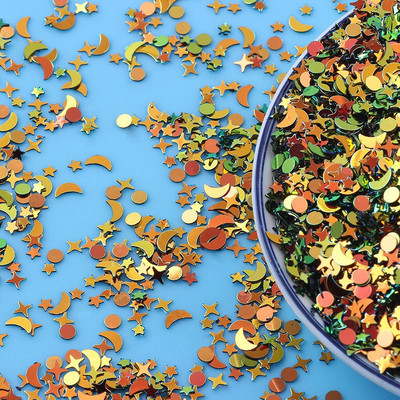 10g/παρτίδα Mix Golden Moon Star Nail Sequins For Craft Glittering Loose Sequin Paillettes DIY Manicure Nail Art Decoration Confetti