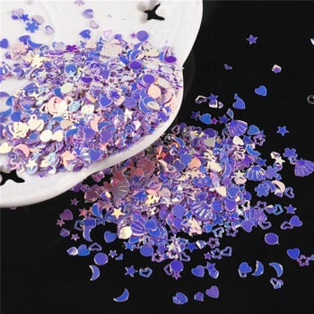 10g/Συσκευασία Purple Color Star Heart Plum Sequins Nail Art ,Brilliant Glitter DIY PVC Loose Nail Sequin, Χειροτεχνία διακόσμησης γάμου