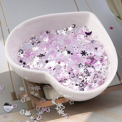 10g/Συσκευασία Purple Color Star Heart Plum Sequins Nail Art ,Brilliant Glitter DIY PVC Loose Nail Sequin, Χειροτεχνία διακόσμησης γάμου