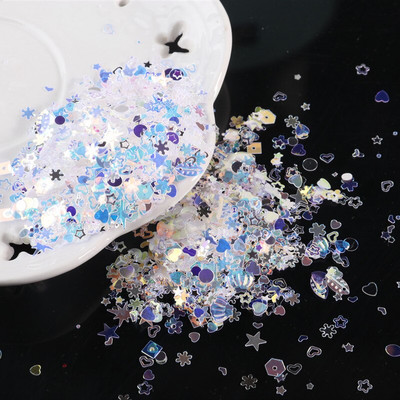 10g/Συσκευασία Purple Color Star Heart Plum Sequins Nail Art ,Brilliant Glitter DIY PVC Loose Nail Sequin, Χειροτεχνία διακόσμησης γάμου