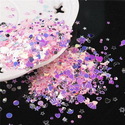 10g/Συσκευασία Purple Color Star Heart Plum Sequins Nail Art ,Brilliant Glitter DIY PVC Loose Nail Sequin, Χειροτεχνία διακόσμησης γάμου