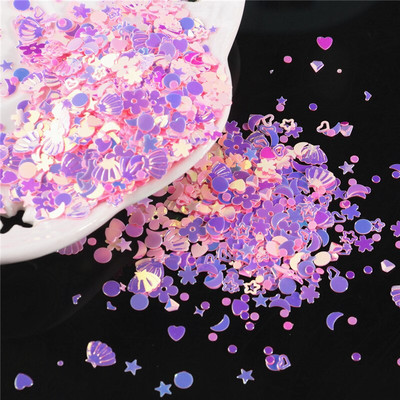 10g/Συσκευασία Purple Color Star Heart Plum Sequins Nail Art ,Brilliant Glitter DIY PVC Loose Nail Sequin, Χειροτεχνία διακόσμησης γάμου