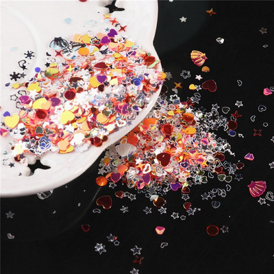 10g/Συσκευασία Purple Color Star Heart Plum Sequins Nail Art ,Brilliant Glitter DIY PVC Loose Nail Sequin, Χειροτεχνία διακόσμησης γάμου